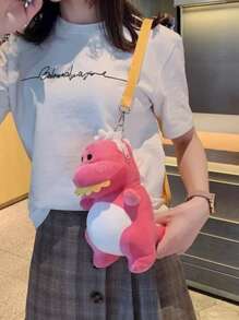 Mochila de dinosaurio ideal para regalo para Niño o Niña, Mini Peluche , Excelente opción para regreso a clases - Rosa vieja - Ver 5