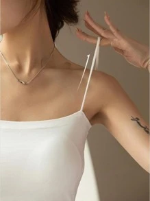 1Pc Solid Colour Women's Camisole With Built-In Padded Bra For Beautiful Back And White Basic Cami Top For Summer Innerwear Or Outwear - White - View 4