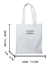 Literary and Art Letters Large Capacity Shoulder Bag Student Classroom Handbag Small Design Tote Bag Back To School For Travel Holiday Essentials

College Essentials Portable - White - View 2