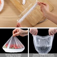 100入組一次性彈性食物罩適用於廚房,冰箱,餐具&碗