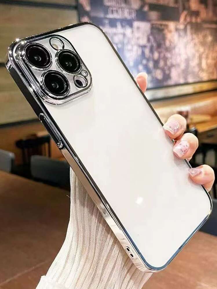 iPhone 17、16 Pro Max、15 Pro Max、14 Pro Max、13 Pro、12、11対応の超薄型電気メッキスマホケース - シルバー - 見る 2