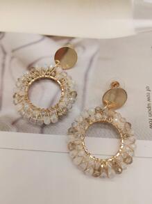 Fashion Artificial Crystal Hollow Out Round Drop Earrings For Women For Decoration Gift Party