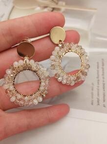 Fashion Artificial Crystal Hollow Out Round Drop Earrings For Women For Decoration Gift Party