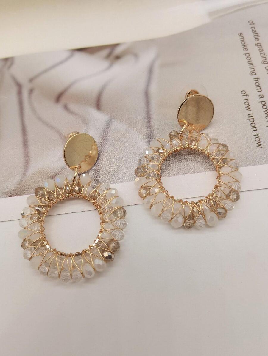 Fashion Artificial Crystal Hollow Out Round Drop Earrings For Women For Decoration Gift Party