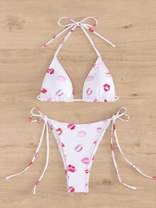 Bikini de dos piezas de unicolor sexy para playa y resort - Blanco - Ver 6