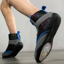 Lightweight & Breathable Classic Fashionable Simple Popular Wrestling Boxing Training Shoes - Blue - View 3