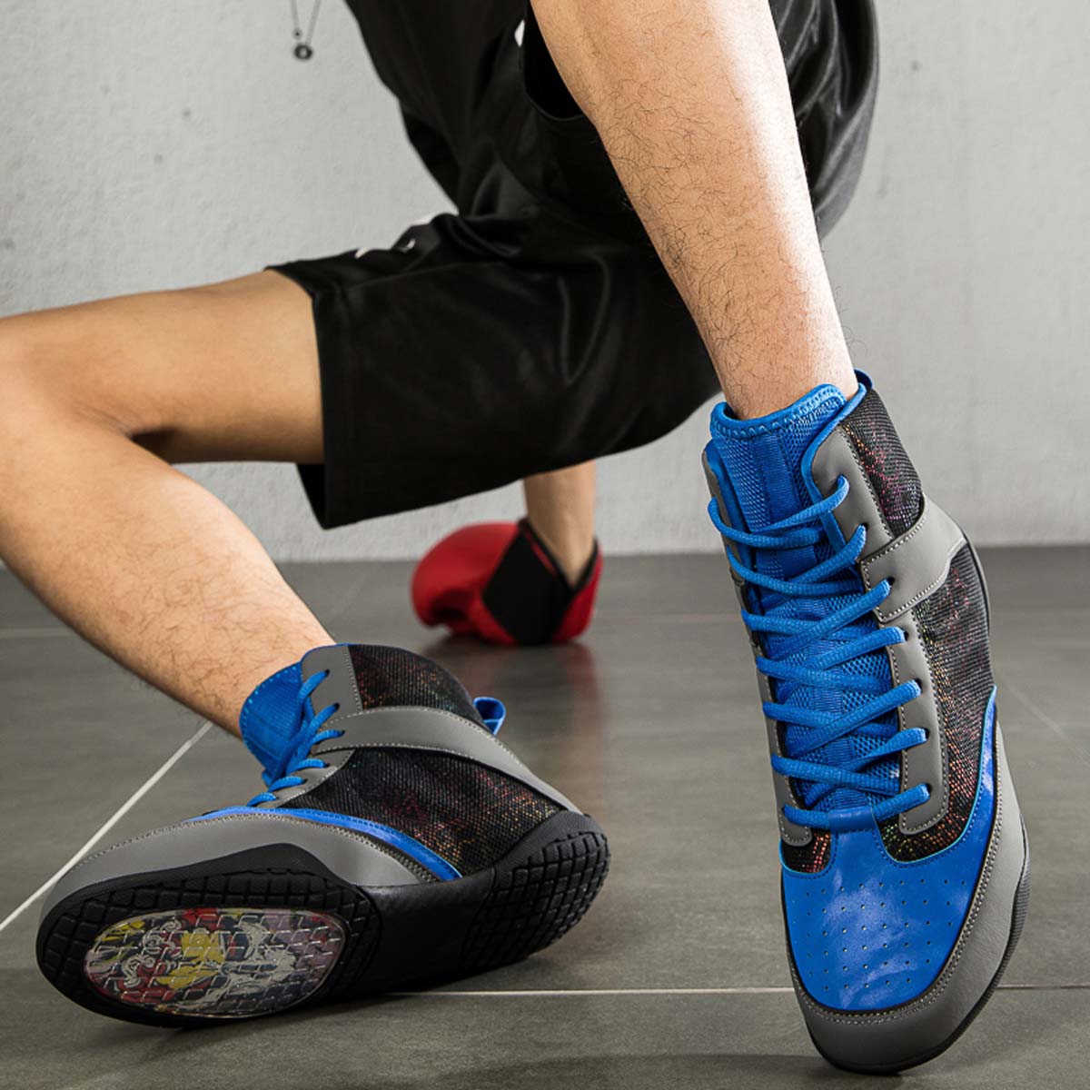 Lightweight & Breathable Classic Fashionable Simple Popular Wrestling Boxing Training Shoes - Blue - View 1
