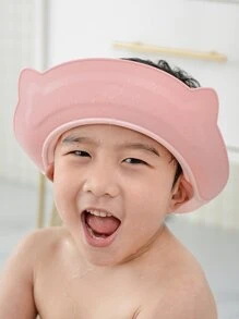 1入組可愛的矽膠嬰兒沐浴帽,帶有動物和皇冠造型,可保護耳朵,鼻子和眼睛 - 粉色 - 查看 2