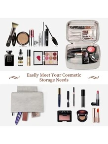 Túi đựng mỹ phẩm du lịch công suất lớn Túi trang điểm Túi đựng mỹ phẩm chống nước bằng da PU dành cho nữ Túi trang điểm du lịch cầm tay có tay cầm Túi đựng đồ trang điểm chống nước Túi trang điểm du lịch Túi trang điểm du lịch Túi trang điểm bằng da Túi du lịch Túi vệ sinh bằng da di động - Xám - Xem 7
