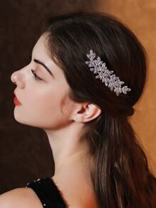 Fashionable Sparkling Crystal & Cubic Zirconia Decorated Hair Comb Elegant Party Tiaras Valentine's Day Accessories,Wedding Hair Accessories - Silver - View 3