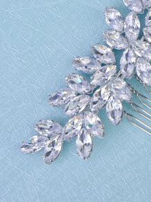 Fashionable Sparkling Crystal & Cubic Zirconia Decorated Hair Comb Elegant Party Tiaras Valentine's Day Accessories,Wedding Hair Accessories - Silver - View 2
