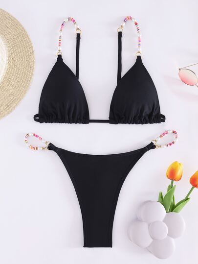 Two Pieces Bikini For Women, Sexy Bikini Set With Personalized Beaded Strap Summer Beach
