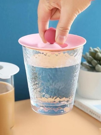 Multifunctional Round-headed Silicone Cup Lid, Dustproof And Anti-slip, Can Be Used As A Placing Mat And Stirring Spoon Holder