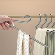 10入組多功能灰色衣架,可用於儲存衣物在衣櫥中,帶有防滑夾和防滑塗層,適合懸掛各種類型的褲子,也可用作衣櫃組織者、臥室衣架 - 灰色 - 查看 4