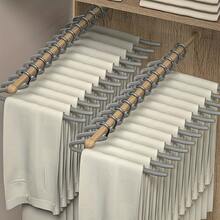 10入組多功能灰色衣架,可用於儲存衣物在衣櫥中,帶有防滑夾和防滑塗層,適合懸掛各種類型的褲子,也可用作衣櫃組織者、臥室衣架 - 灰色 - 查看 3