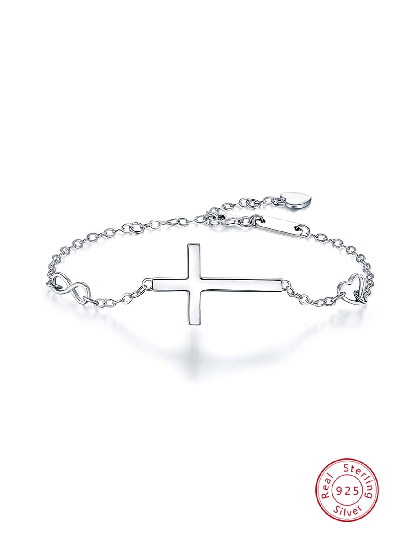 1入組簡約風&多用途925 銀優雅&時尚十字架設計手環合適的適用於女性日常穿著,禮物 - 銀色 - 查看 1