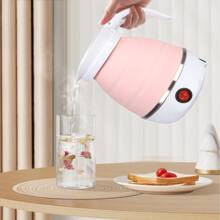 Travel Kettle Electric Small Foldable Portable Kettle,Silicone Collapsible Heating Water Boiler Tea Pot For Camping,Easy For Storage With Separable Power Cord - Pink - View 1