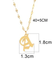 1 chiếc vòng cổ chữ cái đầu Gothic bằng thép không gỉ cho phụ nữ mặt dây chuyền chữ cái chuỗi vòng cổ trang sức - Vàng - Xem 2
