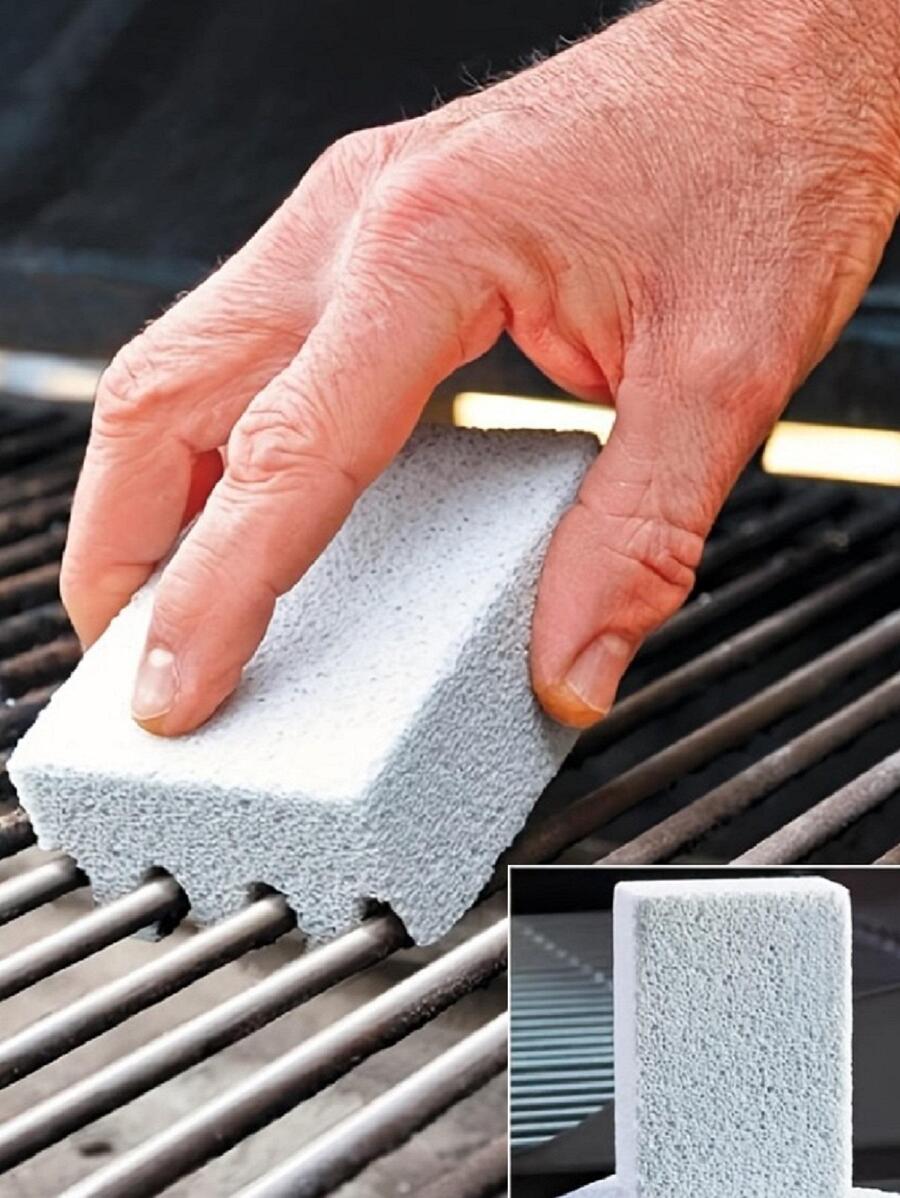 1入組烤架燒烤石頭磚,環保燒烤清潔石頭,除垢清潔石頭,用於清除燒烤架、平頂爐的污漬、家用清潔鍋刷、爐灶刷、廚房用品 - 灰色 - 查看 1