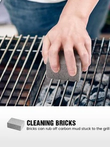 1入組烤架燒烤石頭磚,環保燒烤清潔石頭,除垢清潔石頭,用於清除燒烤架、平頂爐的污漬、家用清潔鍋刷、爐灶刷、廚房用品 - 灰色 - 查看 4