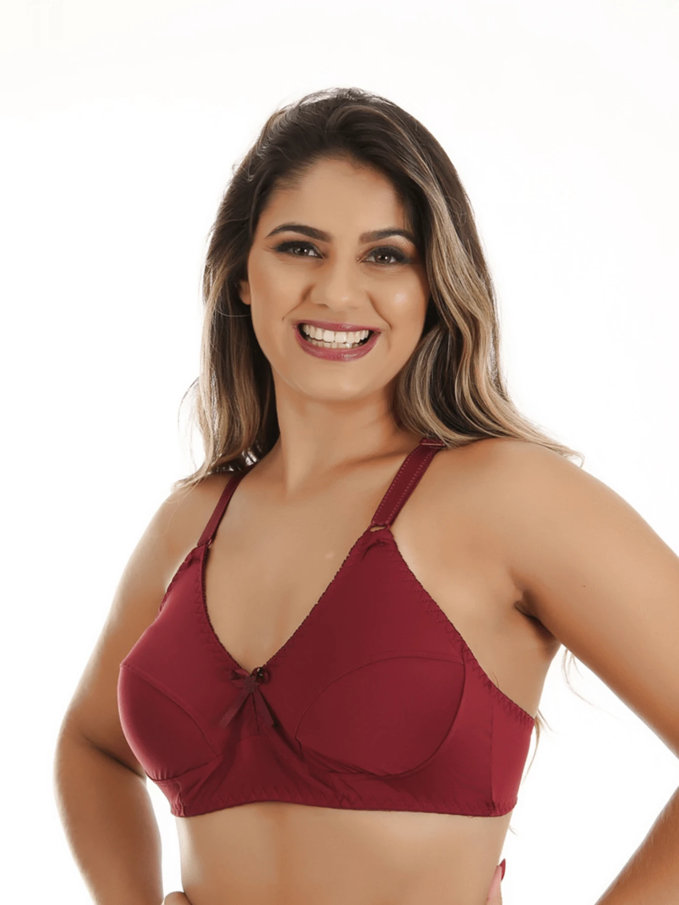 Plus Size Bras & Bralettes - 酒紅色 - 查看 1