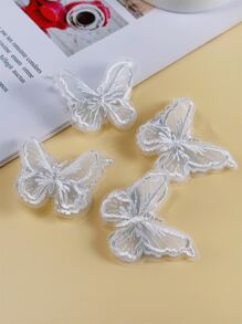 4 件蝴蝶迷你发夹迷你发夹新娘婚礼刺绣发夹时尚发夹适合女士和女孩 - 白色 - 查看 8