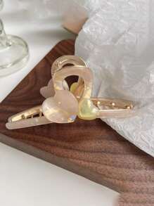 1pc Women's Large Size Heart Shaped Gradient Hair Claw, Color Random - Multicolor - View 4