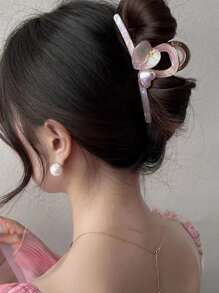 1pc Women's Large Size Heart Shaped Gradient Hair Claw, Color Random - Multicolor - View 2