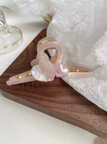 1pc Women's Large Size Heart Shaped Gradient Hair Claw, Color Random - Multicolor - View 5