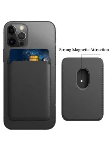 Kẹp thẻ da từ tính Magsafe Phụ kiện hộp đựng thẻ di động có thể dán ở mặt sau của điện thoại Tương thích với iPhone 14 Pro Max 13 12 Pro Túi đựng thẻ ví từ tính Phụ kiện vỏ điện thoại - màu đen - Xem 2