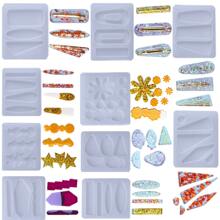 1入組DIY滴膠模具矽膠模具DIY水晶膠水髮夾製作頭花髮夾吊墜耳環用品甜美風裝飾Kawaii工藝UV樹脂模具適合女孩 - 白色 - 查看 2