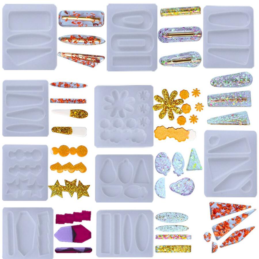 1入組DIY滴膠模具矽膠模具DIY水晶膠水髮夾製作頭花髮夾吊墜耳環用品甜美風裝飾Kawaii工藝UV樹脂模具適合女孩