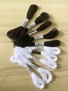 10pcs/set White and Black Cross Stitch Embroidery Thread, Hand Embroidery Floss, For DIY Sewing