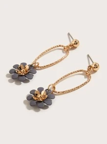 1pair Fashionable Minimalist Flower Drop Earrings Valentines,Mom,Mother,Mother's Day,Gift - Grey - View 5