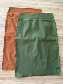 Plus Size Skirts - 墨綠色 - 查看 1