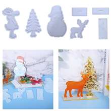 1件套DIY滴膠模具矽膠模具聖誕駝鹿小鹿雪人聖誕裝飾物矽膠模具用品甜美風裝飾Kawaii工藝UV樹脂模具適用於聖誕女孩