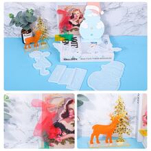 1件套DIY滴膠模具矽膠模具聖誕駝鹿小鹿雪人聖誕裝飾物矽膠模具用品甜美風裝飾Kawaii工藝UV樹脂模具適用於聖誕女孩