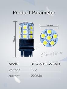 1pc 3157-5050-18smd T25 Led Car Tail Light, Reverse Light, Turn Signal Light, Rear Fog Light 12v - White - View 5