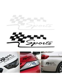 1 pieza diseño coches gracioso auto Calcomanías reflectante vinilo Pegatinas de coche auto Accesorios motocicleta de coche Calcomanía deportes de carreras Bandera Pegatina - Negro - Ver 9
