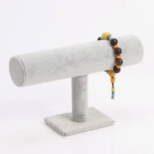 Đen Nhung mềm Đế trưng bày Đối với Vòng tay , Nhẫn & Đồng hồ đeo tay , Dây buộc tóc Hộp đựng , Chữ cái Hình dạng Giá trang sức - Giá đỡ vòng đeo tay một lớp Frozen Velvet Grey - Xem 1