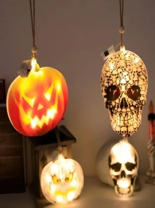 1pc New Halloween Skull Skeleton Led Pumpkin Lamp For Bedroom, Party, Bar, Window Decoration Halloween Decoration Room Decor Halloween Garden Decor For Gift Fairy Holiday Decor Festival Decor - Yellow - View 5