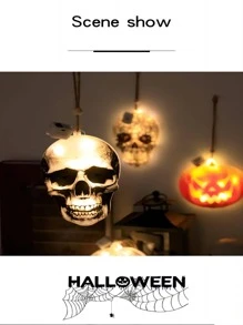 1pc New Halloween Skull Skeleton Led Pumpkin Lamp For Bedroom, Party, Bar, Window Decoration Halloween Decoration Room Decor Halloween Garden Decor For Gift Fairy Holiday Decor Festival Decor - Yellow - View 8