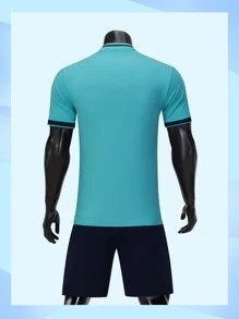 Conjunto De Camiseta De Fútbol Verde Para Hombres, Traje Deportivo Y Chándal - Azul Cadete - Ver 5