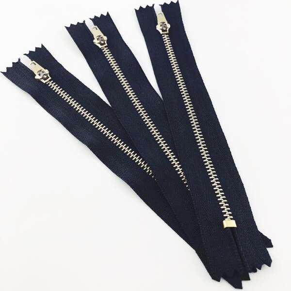 10pcs/Pack Nylon Zipper 3# Black Copper Zipper Metal Zipper For Cargo Pants & Casual Pants, Closed End With Iron Teeth And Copper Slider