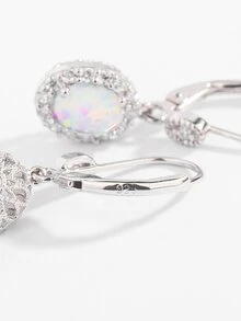 1雙奢華澳大利亞的氧化鋯925純銀耳環適用於女性日常穿著