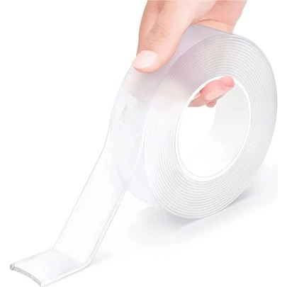 Double Sided Tape Heavy Duty, Extra Large Nano Double Sided Adhesive Tape, Clear Mounting Tape Picture Hanging Adhesive Strips,Removable Wall Tape Sticky Poster Tape Decor Carpet Tape(9.85FT) Back To School