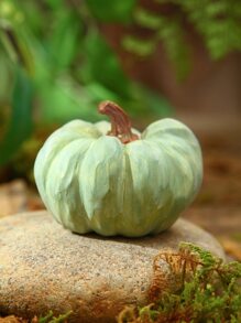 1 Trang trí tiệc Halloween Bí ngô xanh nhân tạo, Chất liệu nhựa sáng tạo Bí ngô tròn và phẳng, Thích hợp để trang trí sân vườn trong trang trại, Trang trí cảnh Halloween, v.v. - màu xanh lá - Xem 2