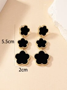 1 对优雅时尚的三叶草和花朵设计女士吊坠耳环情人节、妈妈、母亲、母亲节、礼物 - 彩色 - 查看 4