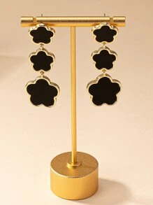 1 对优雅时尚的三叶草和花朵设计女士吊坠耳环情人节、妈妈、母亲、母亲节、礼物 - 彩色 - 查看 3