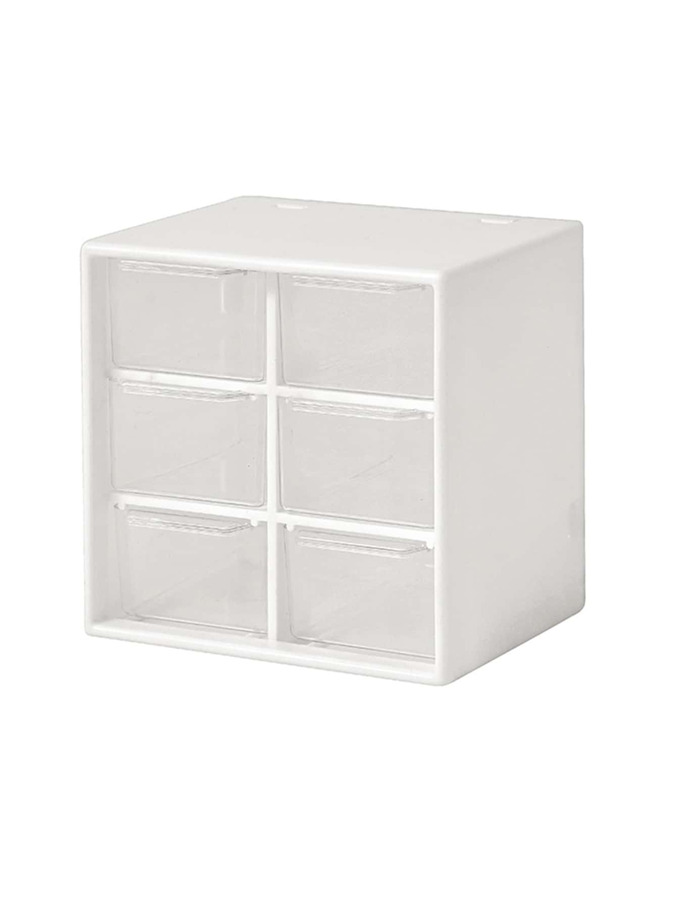 1pc HeartShaped Desktop Six Grids DustProof Drawer Storage Box For